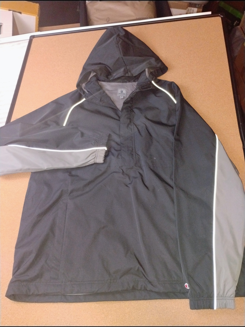 Champion Men's Pullover 1/4 Zip Nylon Hooded Windbreaker SZ XL Late 90s-Ear 2K